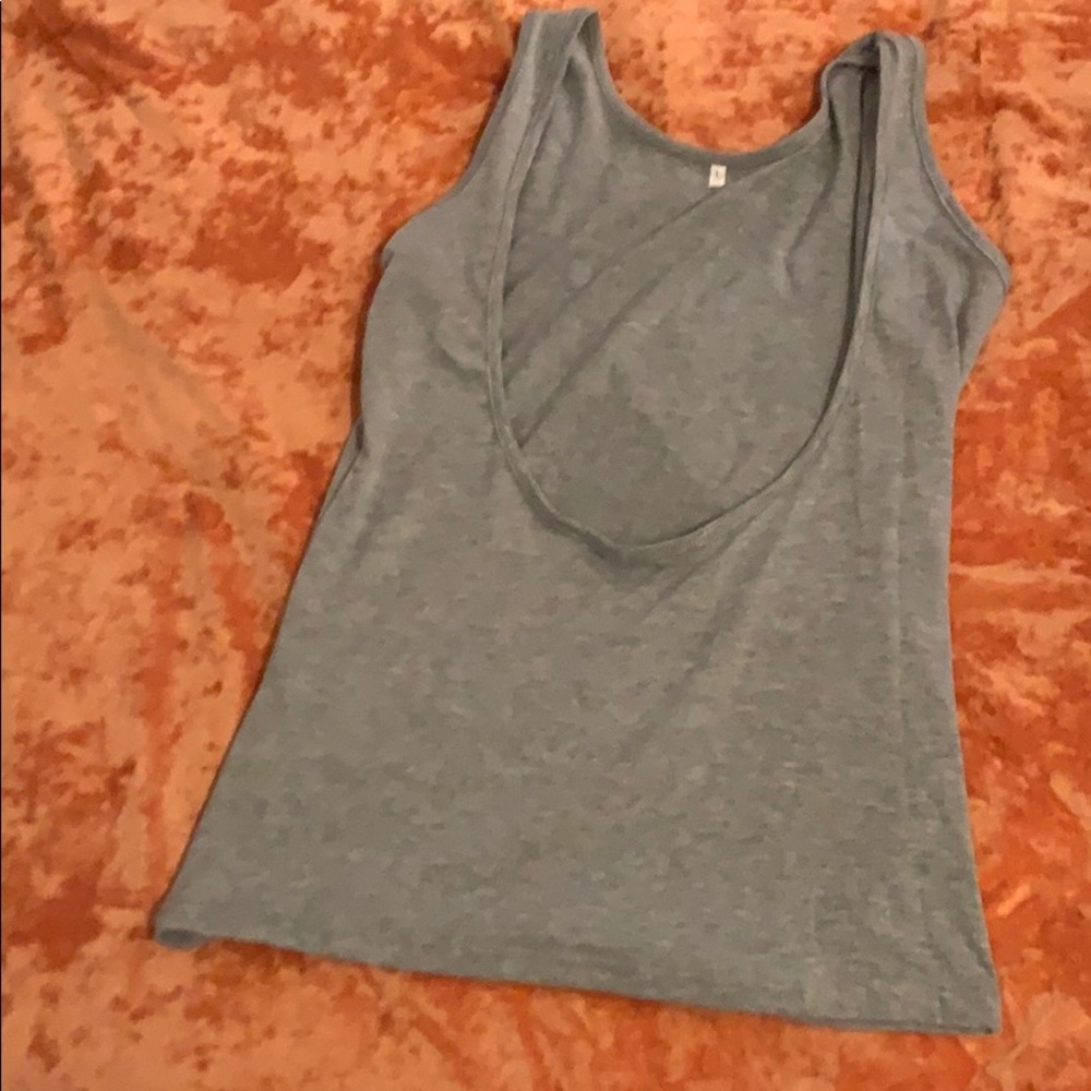 Grey low cut back athletic tank